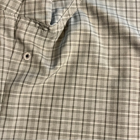 Eddie Bauer sport shirt button up plaid short sleeve olive green Men’s XL Tall - Picture 5 of 8